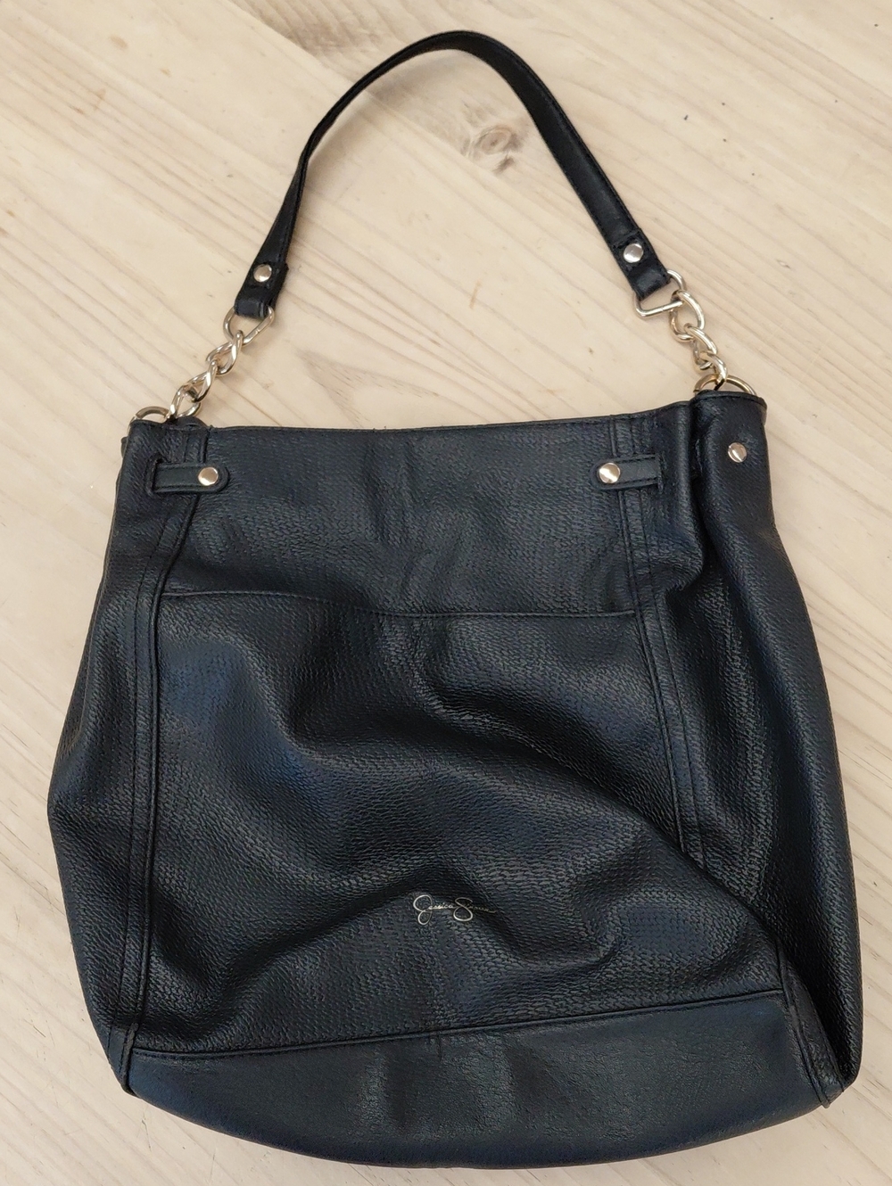 JESSICA SIMPSON Faux Leather Shoulder Bag with Gold Tone Hardware